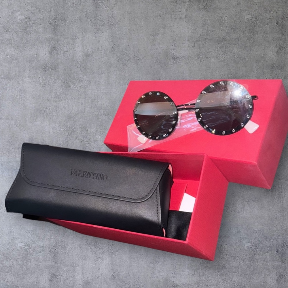 Valentino Studded Black and Silver Sunglasses